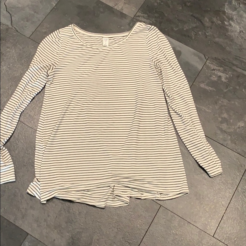 White and black striped top